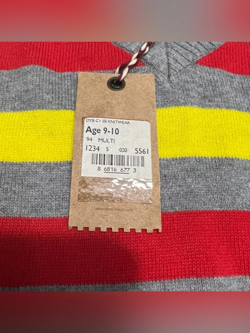 NWT Vintage St. George by Duffer Boys Striped Knit Cotton Sweater Size Age 9-10